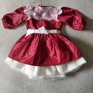 American Girl 18"  Burgundy Dress. Samantha's Party Dress